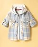 Rikidoos Cotton Woven Full Sleeves Hooded Shirt With Zipper Attached T-Shirt - Light Blue & White