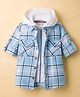 Rikidoos Cotton Woven Full Sleeves Hooded Checks Shirt With Attached Inner Tee - Light Blue & White
