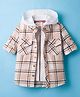 Rikidoos Cotton Woven Full Sleeves Hooded Checks Shirt With Attached Inner Tee - Light Peach & White