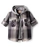 Rikidoos Cotton Woven Full Sleeves Hooded Checks Shirt With Zipper Attached T-Shirt - Black