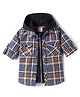 Rikidoos Cotton Woven Full Sleeves Hooded Checks Shirt With Zipper Attached T-Shirt - Grey