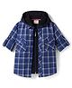 Rikidoos Cotton Woven Full Sleeves Hooded Shirt With Zipper Attached T-Shirt - Black & Blue