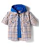 Rikidoos Cotton Woven Full Sleeves Hooded Checks Shirt With Zipper Attached T-Shirt - Blue