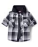 Rikidoos Cotton Woven Full Sleeves Hooded Shirt With Zipper Attached T-Shirt - Black