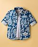 Rikidoos Cotton Woven Full Sleeves Floral Printed Shirt With T-Shirt - Blue