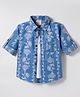 Rikidoos Cotton Woven Full Sleeves Floral Printed Shirt With T-Shirt - Blue