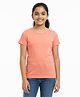 Charm n Cherish Cotton Knit Half Sleeves Solid Tee - Coral