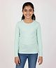 Charm n Cherish Cotton Knit Full Sleeves Solid Tee - Green