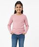 Charm n Cherish Cotton Knit Full Sleeves Solid Tee - Rose Dust