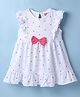 Babyhug 100% Cotton Knit Sleeveless Polka Dots Printed Frock With Bow Applique - White