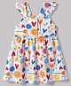 Babyhug Cotton Knit One Piece Dresses/Frocks with Ruffle Sleeves and All Over Prints Yellow 3-6 Months