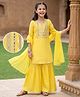 EARTHY TOUCH Lurex Woven Full Sleeves Striped Kurti Gharara Set with Dupatta - Yellow