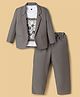 Rikidoos Cotton Woven Printed Party T-Shirt & Trouser With Full Sleeves Blazer - Grey & White