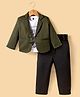 Rikidoos Cotton Woven Printed Party T-Shirt & Trouser With Full Sleeves Blazer - Green & Black