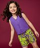 OLLINGTON ST. Cotton Knit Sleeveless Top & Printed Shorts Set - Purple & Multicolour