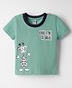 Tango Single Jersey Knit Half Sleeves T-Shirt with Giraffe & Text Print - Sea Green