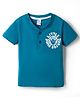 Tango Single Jersey Knit Half Sleeves Beach Theme Printed T-Shirt - Teal Blue