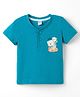 Tango Single Jersey Knit Half Sleeves T-Shirt with Bear Print - Teal Blue