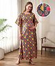Bella Mama Cotton Woven Half Sleeves Printed Maternity Nursing Kaftan - Blue