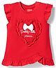 Babyhug Cotton Knit T-Shirt with Graphic Print and Ruffled Sleeves Red 6-9 Months