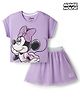 Babyhug Disney Single Jersey Knit Half Sleeve Top & Skirt With Minnie Mouse Graphics - Lavender