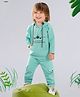 BAD BOYS Cotton Knit Full Sleeves Aeroplane & Typography Printed Hooded Light Winter Sweatshirt With Jogger Set - Blue
