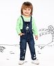 BAD BOYS Cotton Knit Patch Detailed Dungaree With Full Sleeves Typography Printed Tee Set - Green