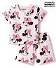 Babyoye Disney 100% Cotton Knit Half Sleeves Co-Ord T-Shirt & Shorts Set With Minnie Mouse Graphics - Pink