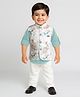 BAD BOYS Satin Woven Full Sleeves Solid Shirt & Pant Set With Floral  Printed Jacket - Green