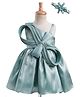Enfance Sleeveless Stone Embellished Bow Applique Detailed Knee Length Dress With Headband - Pista