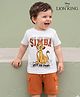 Babyoye Disney Single Jersey Knit Half Sleeves T-Shirt & Shorts Set with Lion King Graphics - Multicolour