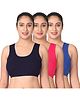 Adira Cotton Spandex Knit Pack Of 3 Solid Sleep Bras - Navy Blue Dark Pink & Royal Blue
