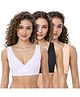 Adira Cotton Spandex Knit Pack Of 3 Solid  Plunge Bras - White Black & Skin