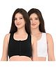 Adira Cotton Elastane Knit Pack Of 2 Solid Front Open Maternity Bras - Black & Skin