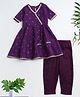 The Magic Wand Woven Half Sleeves Lace Embellished Kurta & Salwar Set - Purple