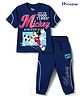 HoneyHap Disney Single Jersey Knit Half Sleeves T-Shirt & Joggers Set With Mickey Mouse Graphics - Navy