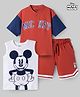 Pine Kids Disney Single Jersey Knit Half Sleeves Shirt T-Shirt & Shorts Set with Mickey Mouse Graphics - Multicolor