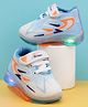 PASSION PETALS Colour Blocked Sport Text Designed Velcro Closure LED Shoes - Blue & White