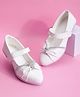 PASSION PETALS Stone Embellished Velcro Closure Ballerinas - White