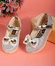 PASSION PETALS Bow Applique Detailed & Stone Embellished Velcro Closure Ballerinas - Light Gold