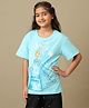 Kidsville Cotton Knit Half Sleeves Disney Frozen Featuring Elsa Printed & Sequins Embellished Tee - Blue