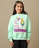 Kidsville Knit Full Sleeves Unicorn Printed Sequins Embellished Winter Sweatshirt - Green