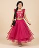 The Magic Wand Jacquard Woven Sleeveless Floral Embroidered Lehenga Choli Set - Fuchsia