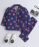 The Magic Wand Cotton Woven Full Sleeves Apple Printed Coordinating Shirt & Pajama Night Suit - Navy Blue