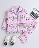 The Magic Wand Cotton Woven Full Sleeves Cartoon Printed Coordinating Night Suit Set - Pink