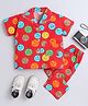 The Magic Wand Cotton Woven Half Sleeves Smiley Printed Coordinating Night Suit Set- Red