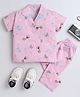 The Magic Wand Cotton Woven Half Sleeves Animals Printed Coordinating Night Suit Set - Pink