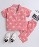 The Magic Wand Cotton Woven Half Sleeves Vehicle Printed Coordinating Night Suit Set - Peach