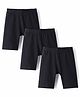 Babyhug Cotton Lycra Knit Mid Thigh Length Cycling Shorts Solid Colour Pack of 3 - Black