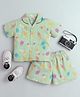 The Magic Wand Cotton Woven  Half Sleeves Ice Cream Printed Coordinating Shirt & Shorts Night Suit Set - Green